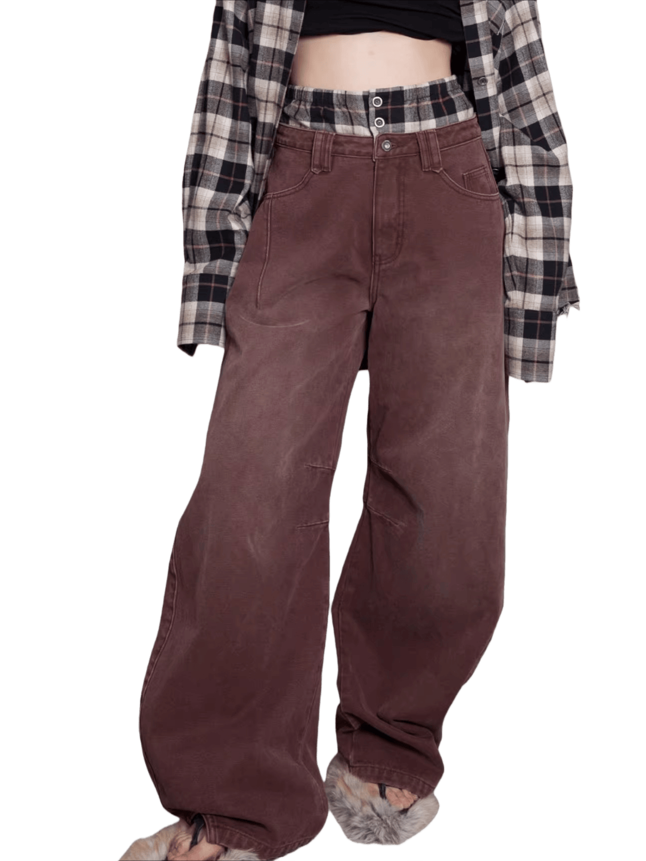 Spray-Wash Panelled Brushed Cargo Pants