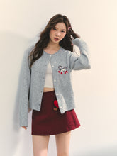Crew Neck Dalmatian Jacquard Knit Cardigan - CHINASQUAD