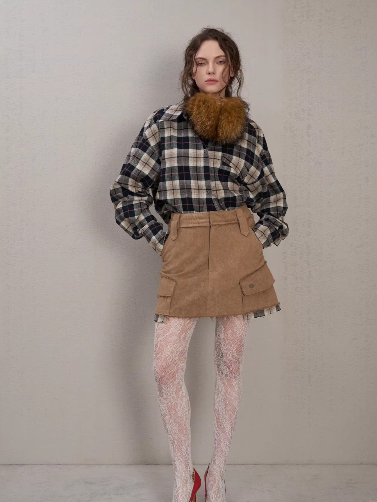 Plaid Oversized Long-Sleeve Shirt