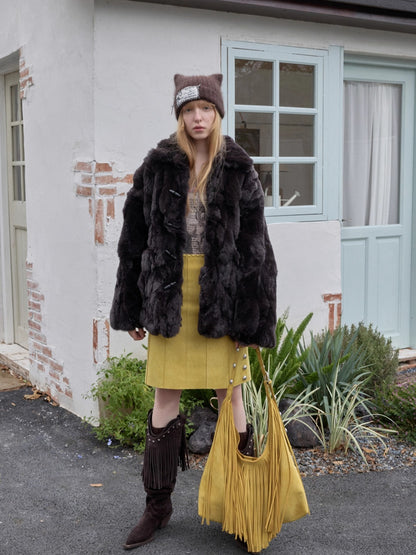 Heavycrafted Rex Rabbit Fur Panel Shirt Jacket