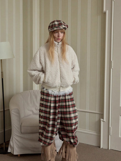 Cable-Knit Faux-Fur Trim Fitted Sweater - CHINASQUAD