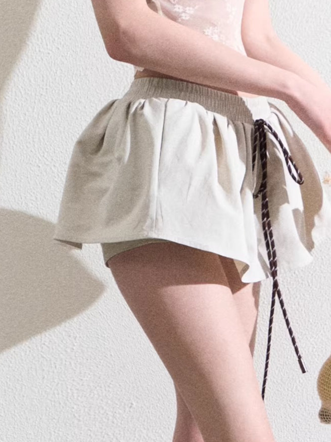 Drawstring Bubble Mini Skirt