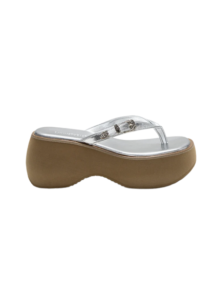 Platform Wedge Leather Flip-Flops