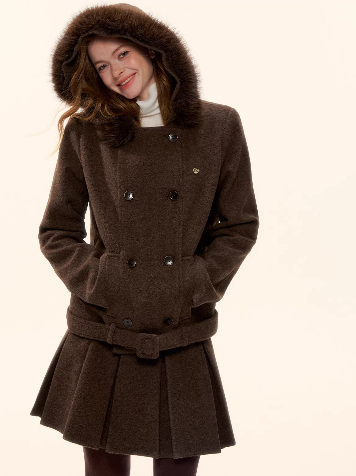 Sculpted Drawstring Cocoon Fleece Hoodie Jacket