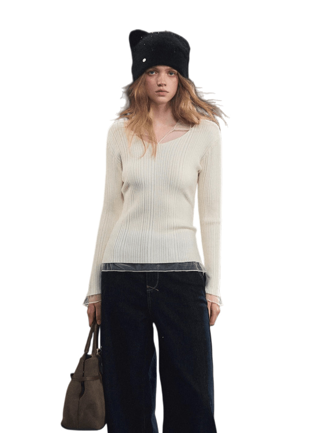 Mesh-Panel High-Stretch Base Crewneck