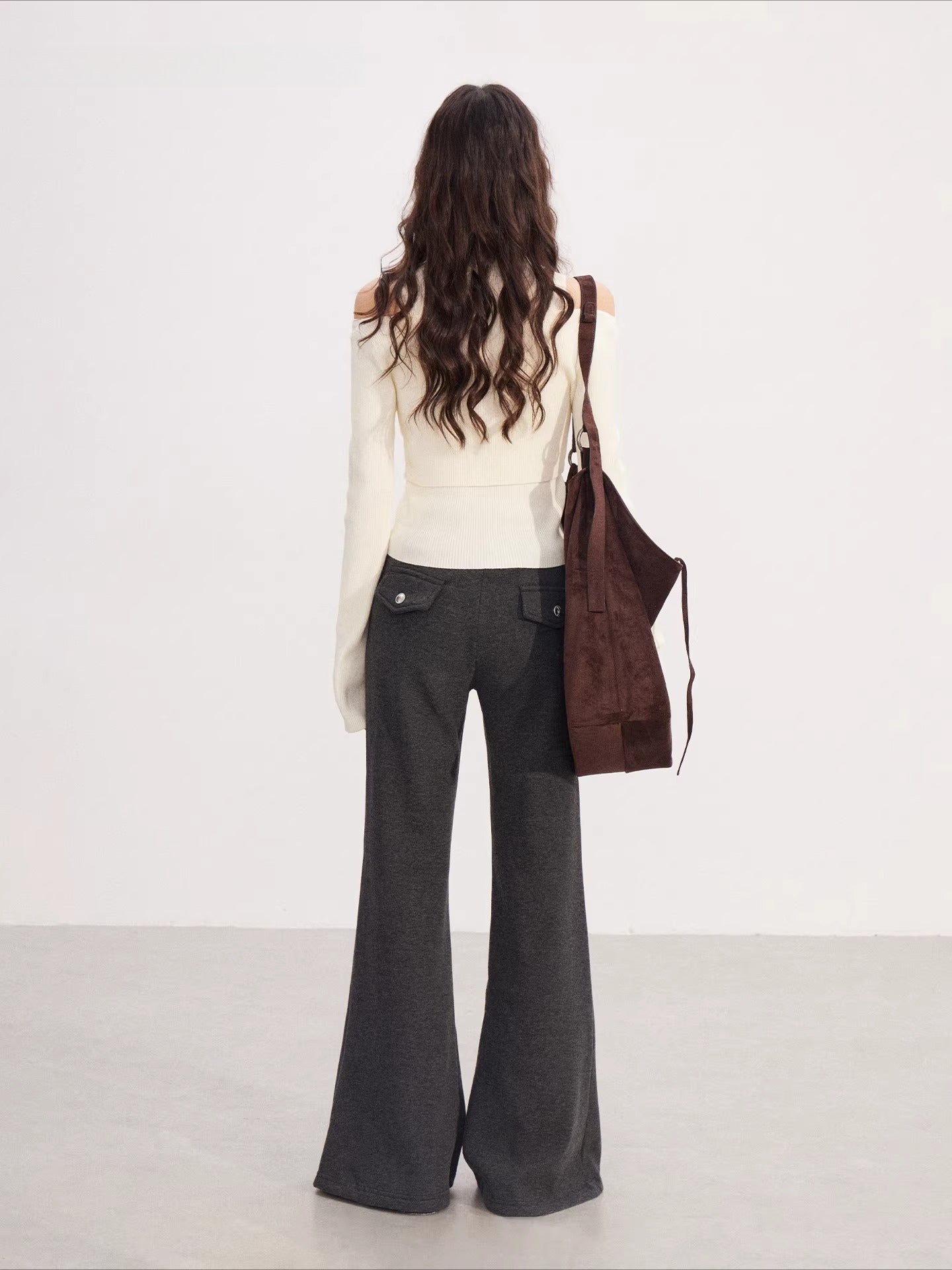High-Waisted Fleece-Lined Micro-Flare Pants