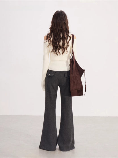 High-Waisted Fleece-Lined Micro-Flare Pants