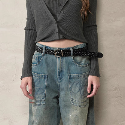Black Woven Logo Belt