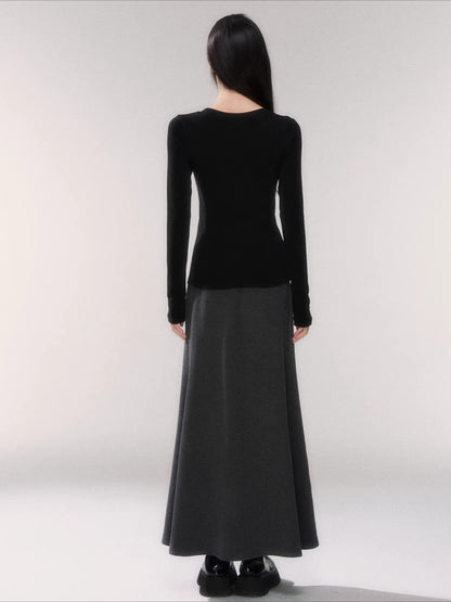 Waist-Cinching Slim-Fit Knit Base T-Shirt