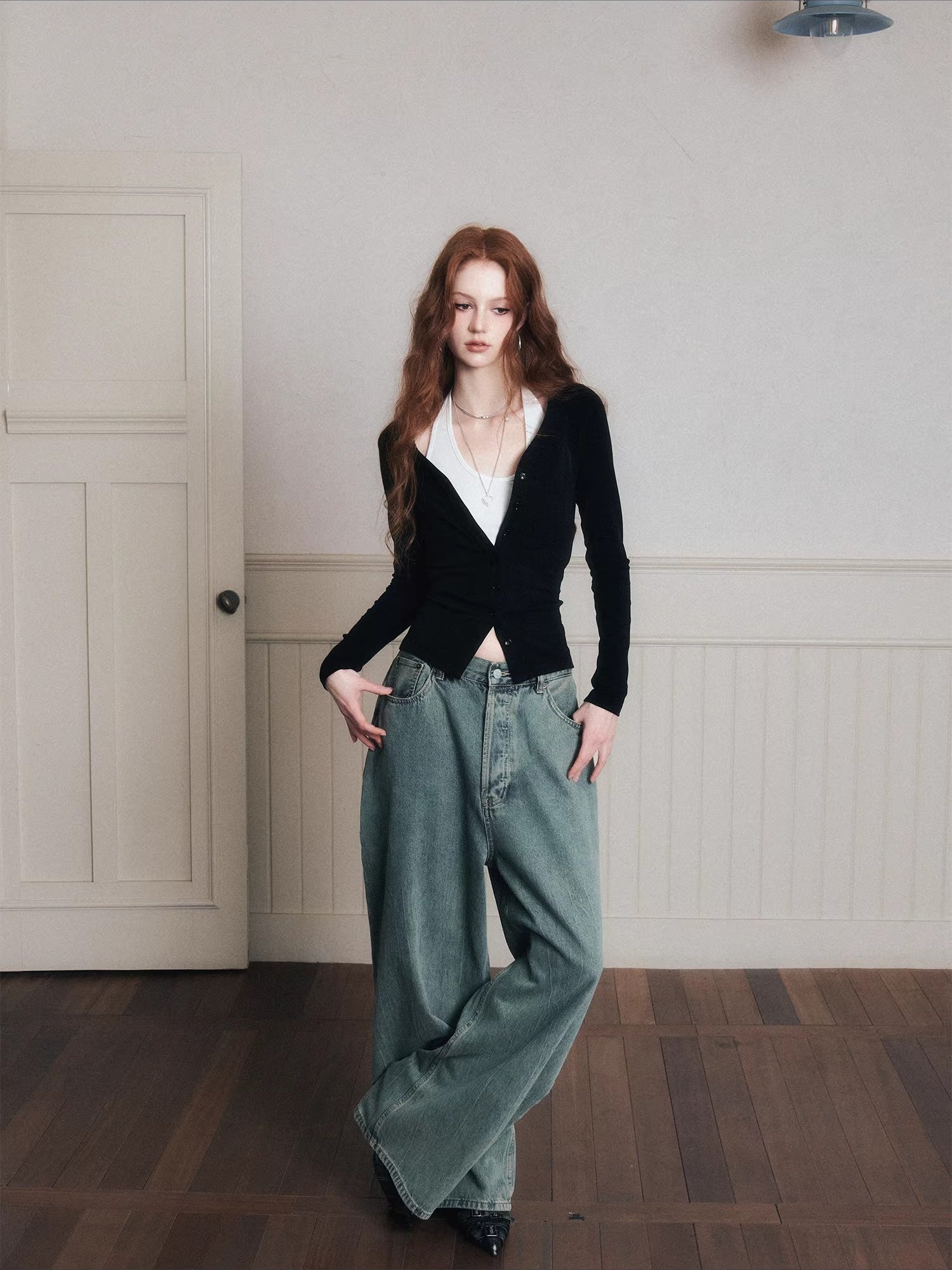 Layered Halter Camisole &amp; Knit Cardigan Set