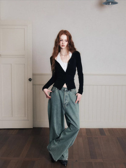 Layered Halter Camisole &amp; Knit Cardigan Set