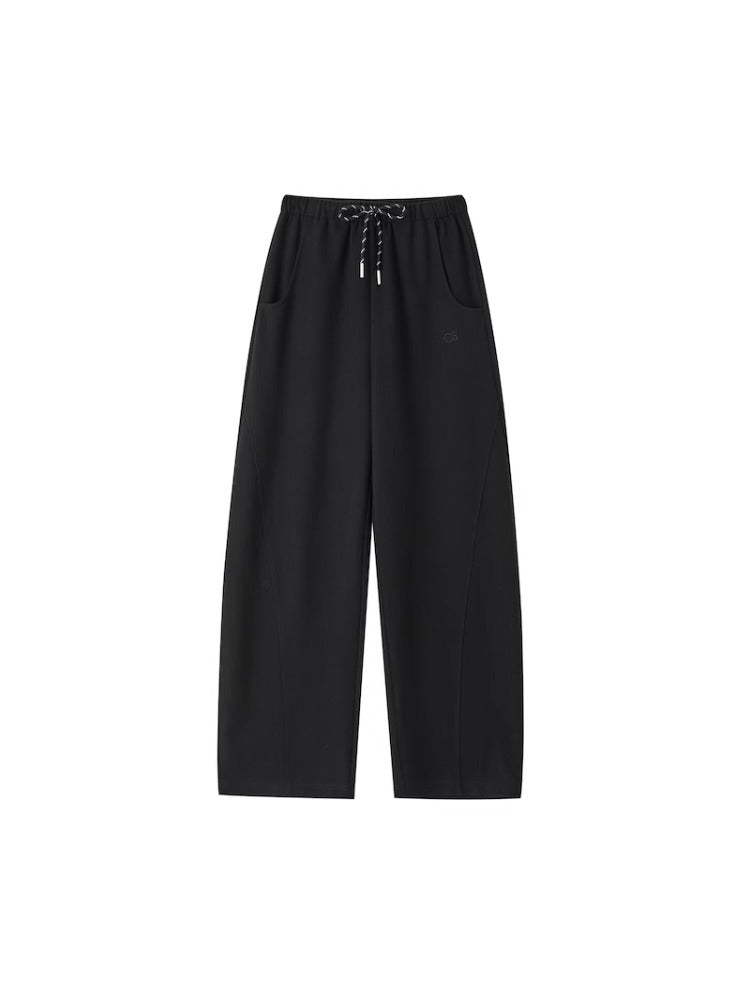 Black &amp; Gray Drawstring Banana Straight-Leg Pants