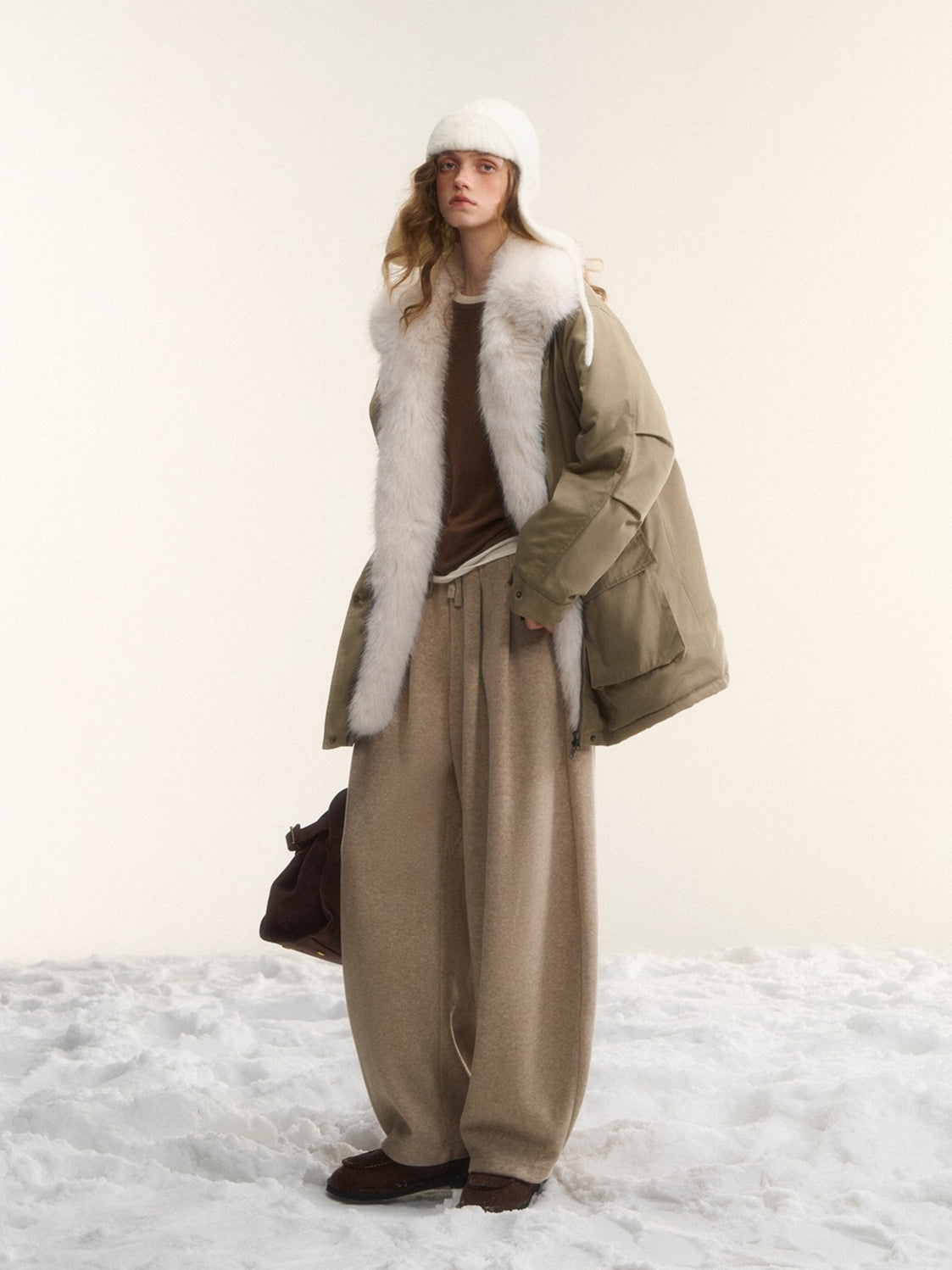 Fur-Trim Padded Utility Parka Jacket