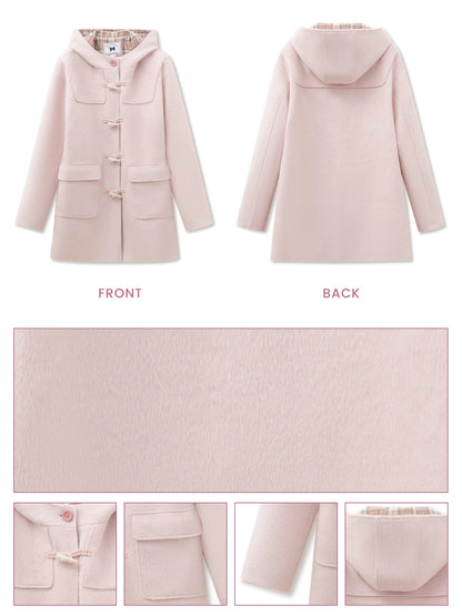 Pink Plaid Horn-buttoned Coat - CHINASQUAD
