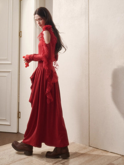 Berry Glaze Off-Shoulder Knit Maxi Dress