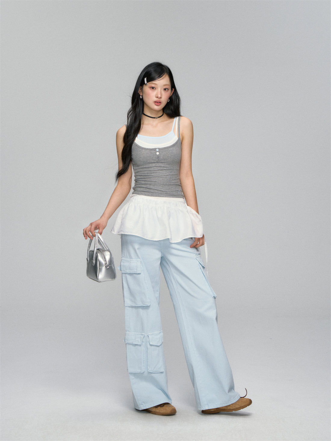 Contrast-Layered Ribbed Knit Tank