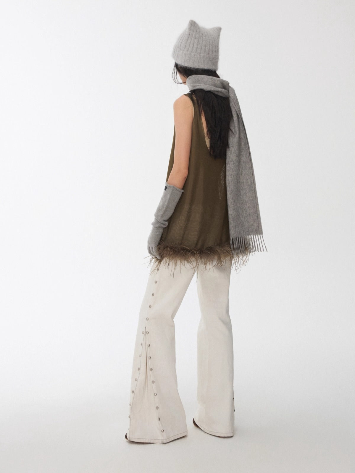 Trim Sheer Mesh Rhinestone Tank Top