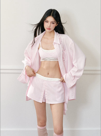 Fake Two-Piece Slip Tank Top &amp; Shorts Set