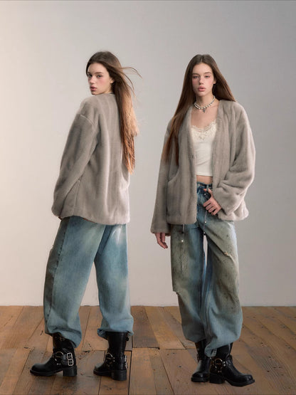 Ombre Faux Fur Statement Jacket