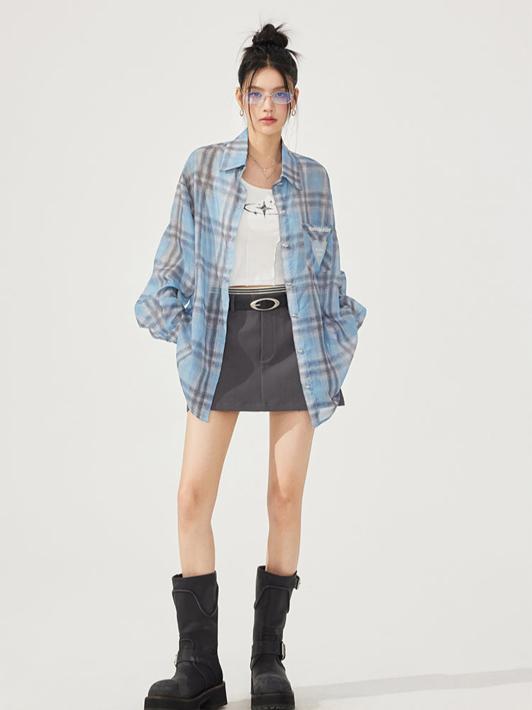 Heart Checkered Sun-protective Shirt - CHINASQUAD