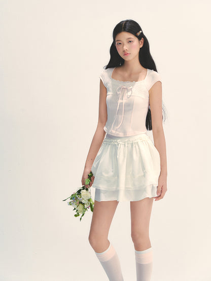 Lace Trim Short Sleeve T-shirt - CHINASQUAD