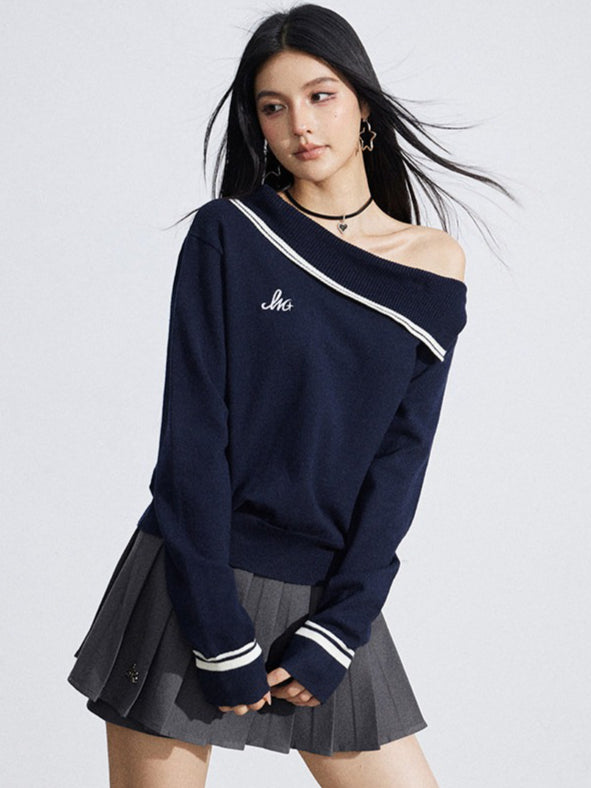 Off-Shoulder Merino Wool Blend Knit Base Layer