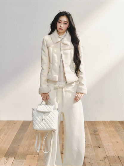 Two-Tone Shearling Cropped Jacket