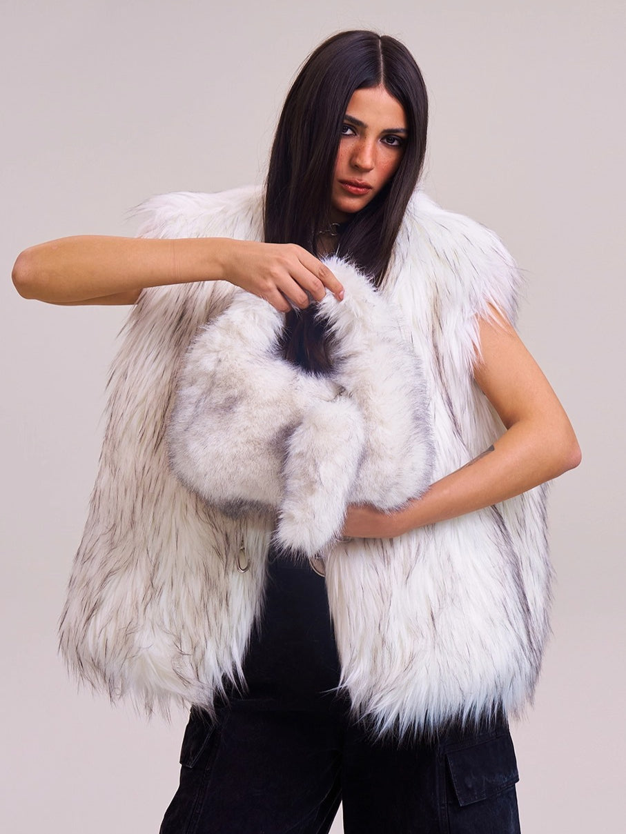 Cross Relic Faux Fur Stone Bag