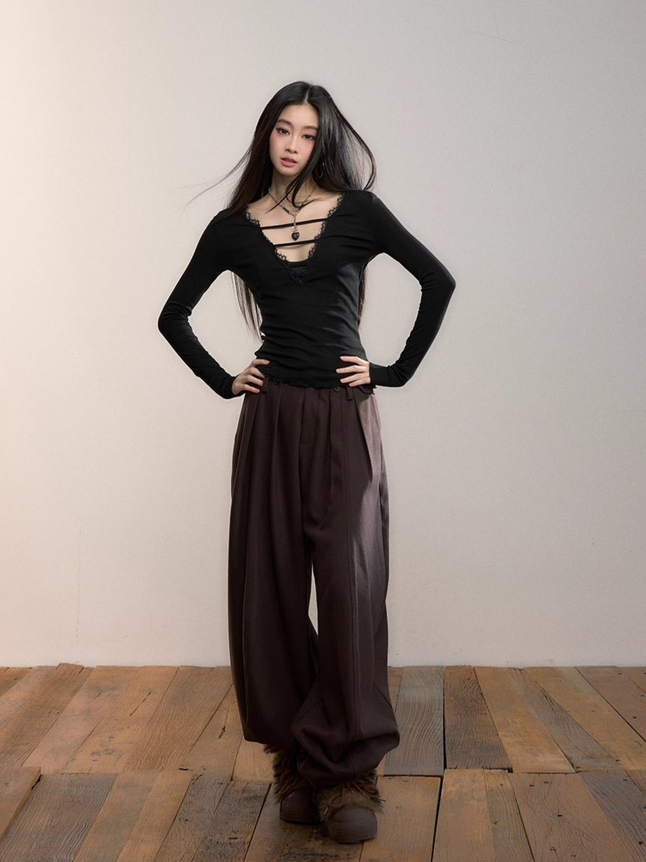Tailored Pleated Wide-Leg Trousers
