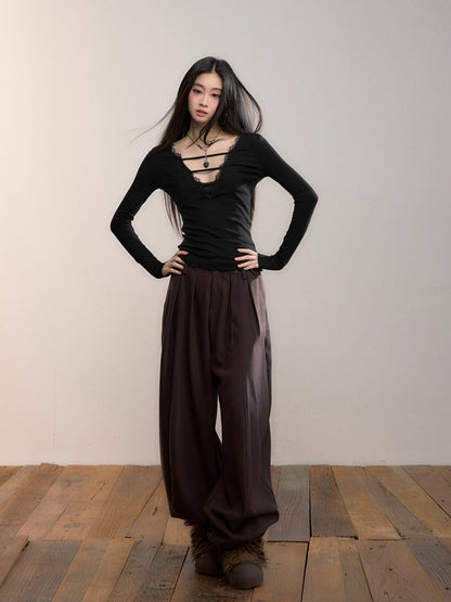 Tailored Pleated Wide-Leg Trousers