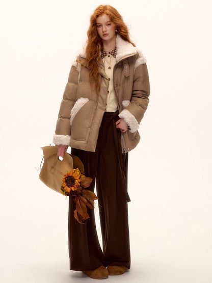 Pleated Tie-Waist Wide-Leg Trousers