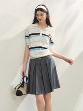 Fake Two-piece Printed Belted Pleated Skirt - CHINASQUAD