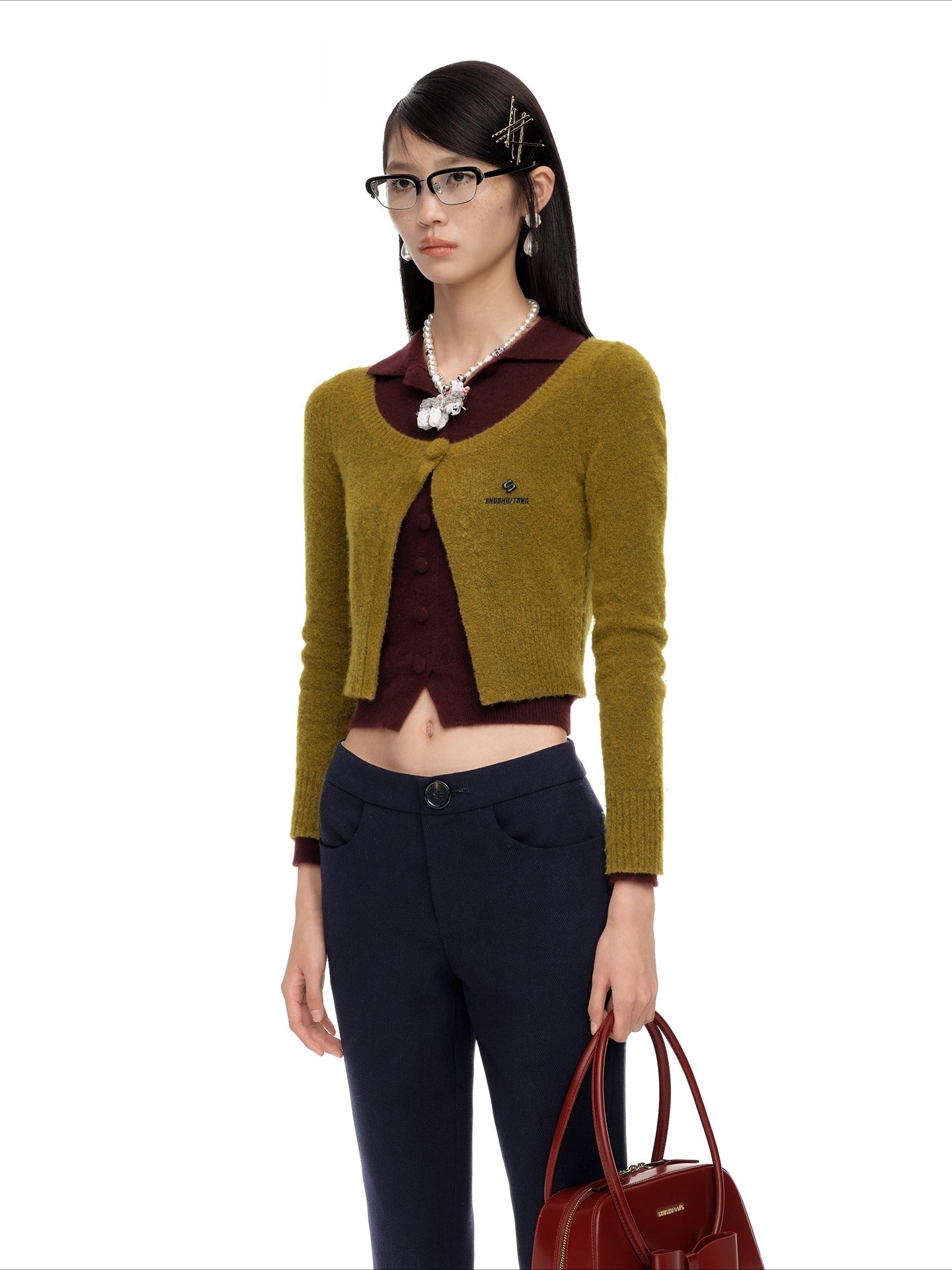 Single-Button Wool-Blend Knit Cardigan
