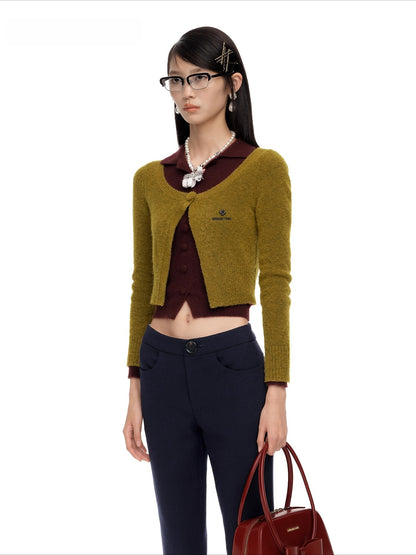 Single-Button Wool-Blend Knit Cardigan