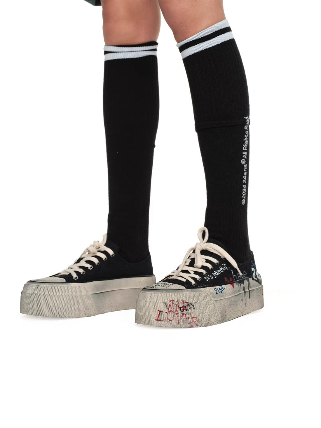 Dirty Fit Graffiti Platform Canvas Sneakers