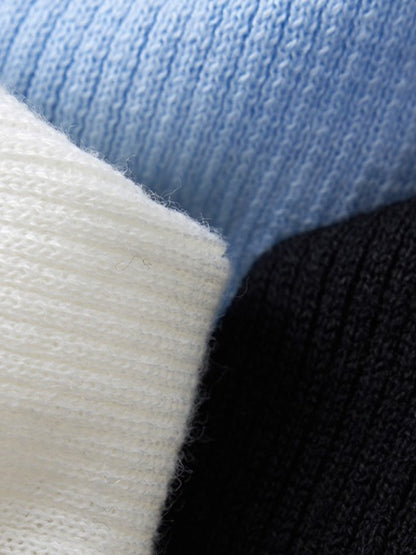 Polar Wool Blend Ribbed Knit V-neck