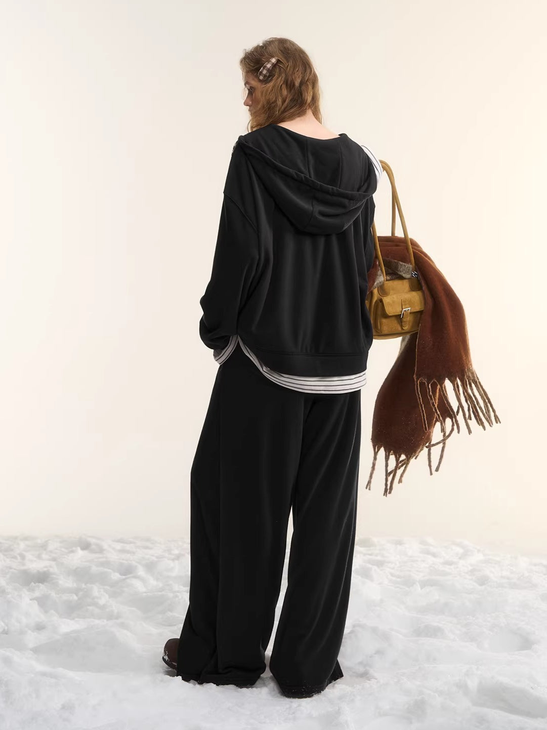 Layered-Effect Sweatshirt &amp; Wide-Leg Sweatpants Set