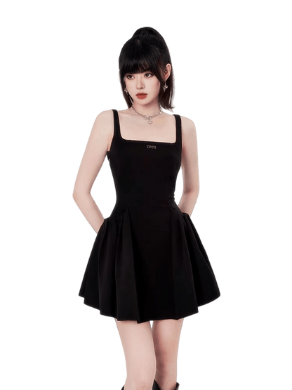 Square-Neck Backless Camisole Dress