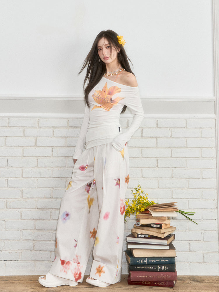 Flower Hanging Casual Pants