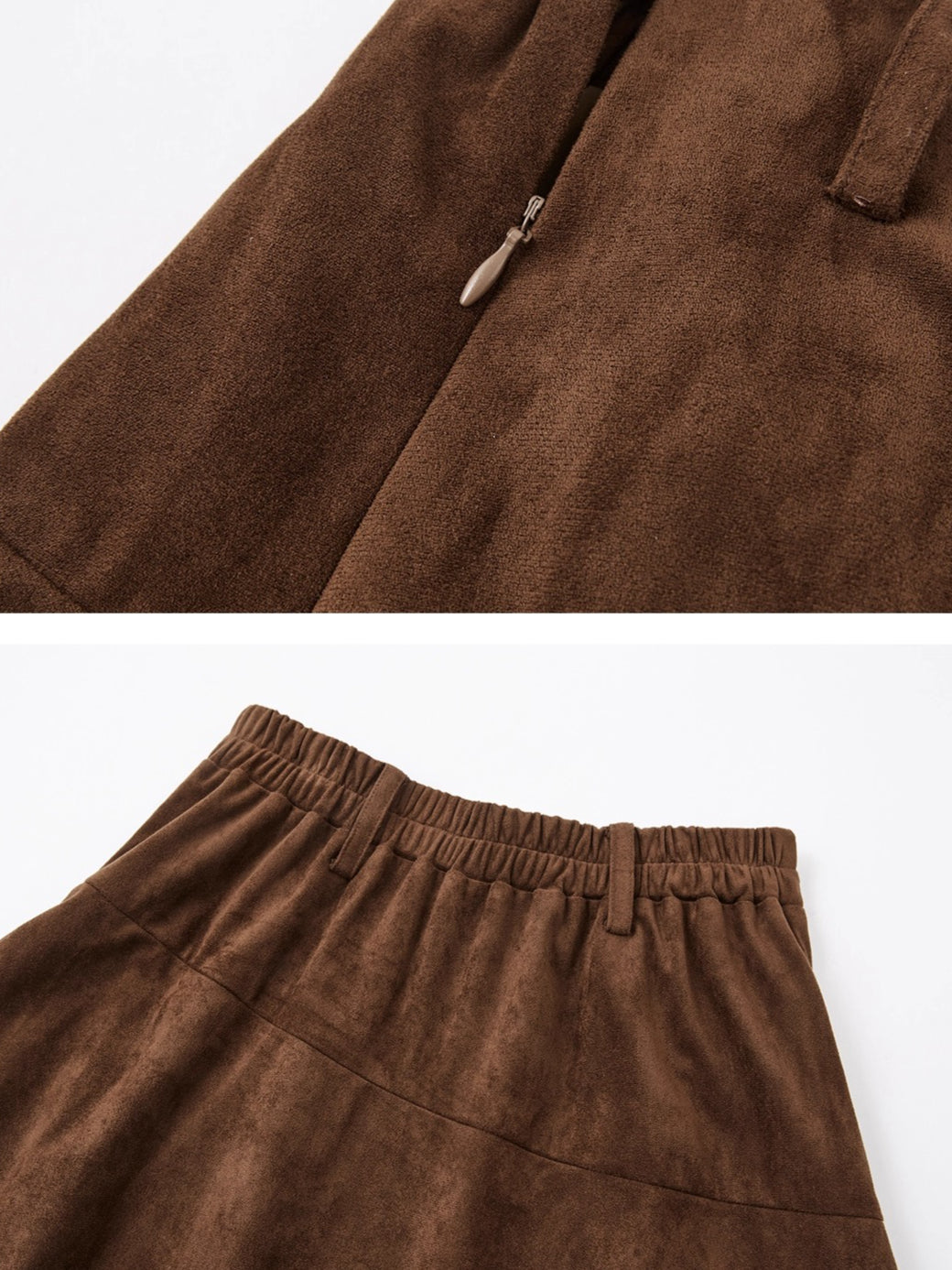 Asymmetric Faux Suede Midi Skirt