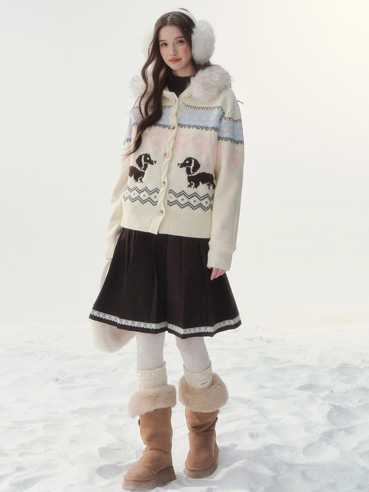 Vintage Dachshund Thermal Knit Sweater