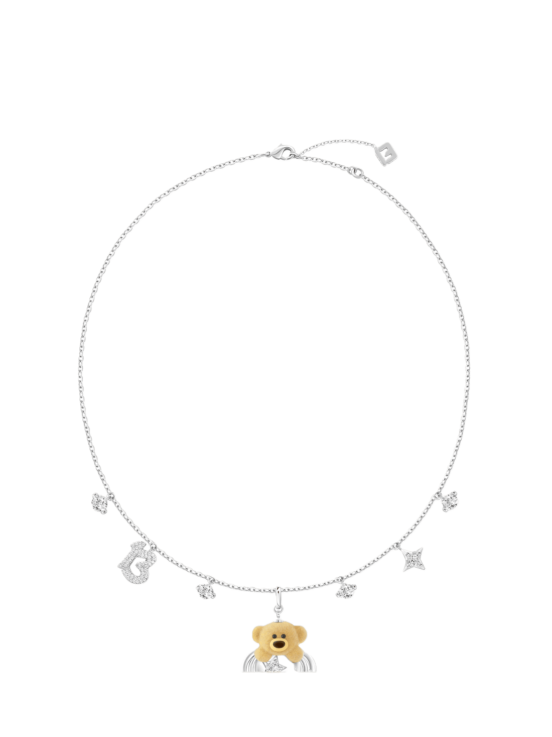 Playful Planet Flocked Bear Pendant Necklace