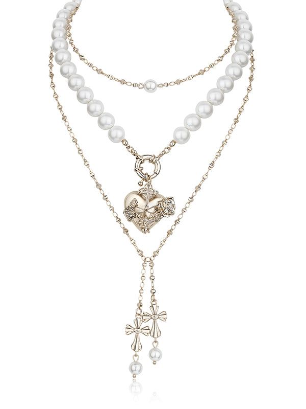 Punk Angel Heart Pearl Necklace