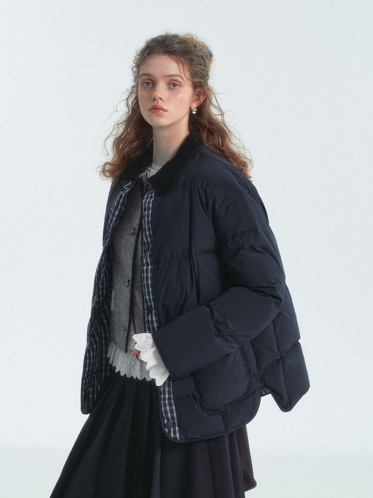 Double-Sided Quilted Colorblock Down Jacket