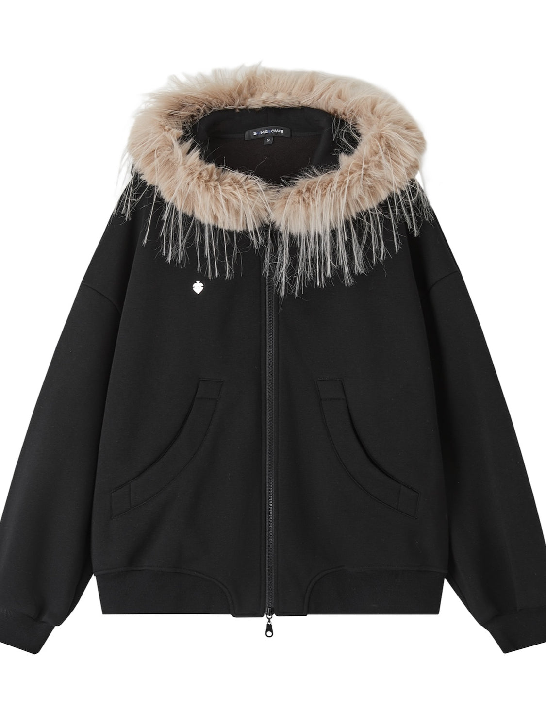 Detachable Fur Collar Double Zipper Hoodie