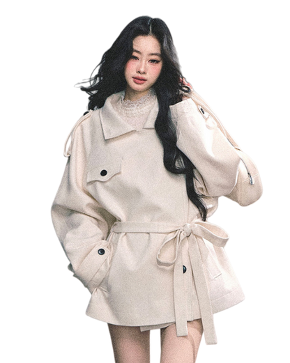 French British-Style Relaxed Wool Coat