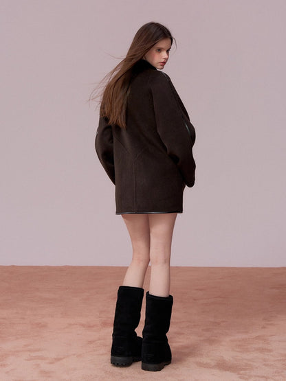 Vintage Shearling-Wool Double-Faced Coat
