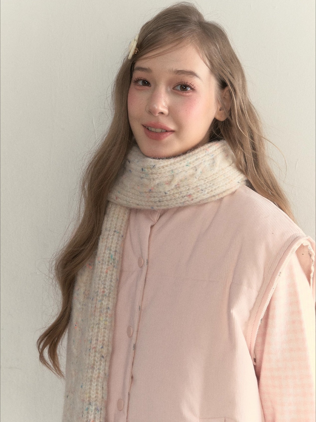 Twist-Knit Speckled Vintage Long Warm Style Wool Scarf