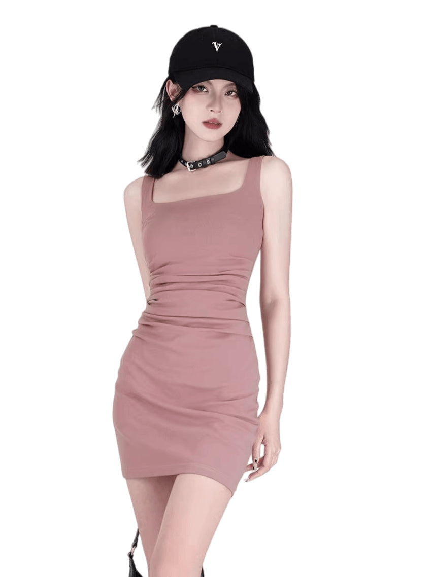 Square-Neck Stretch Bodycon Camisole Dress