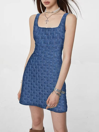Aphrodite Blue Stretch Denim Camisole Dress